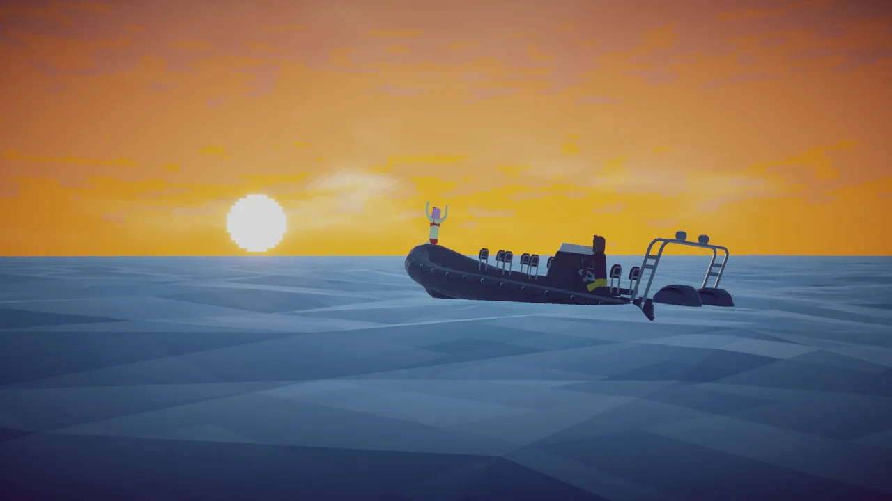 Sailing between islands at sunset